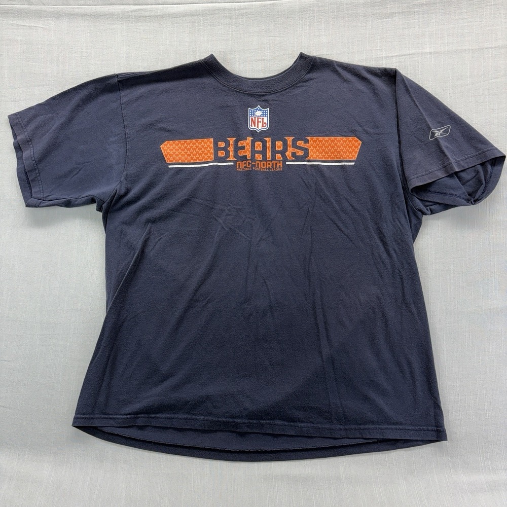 Reebok Chicago Bears NFL NFC North T Shirt Mens XL Navy Blue Short Sleeve